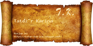Tatár Karina névjegykártya